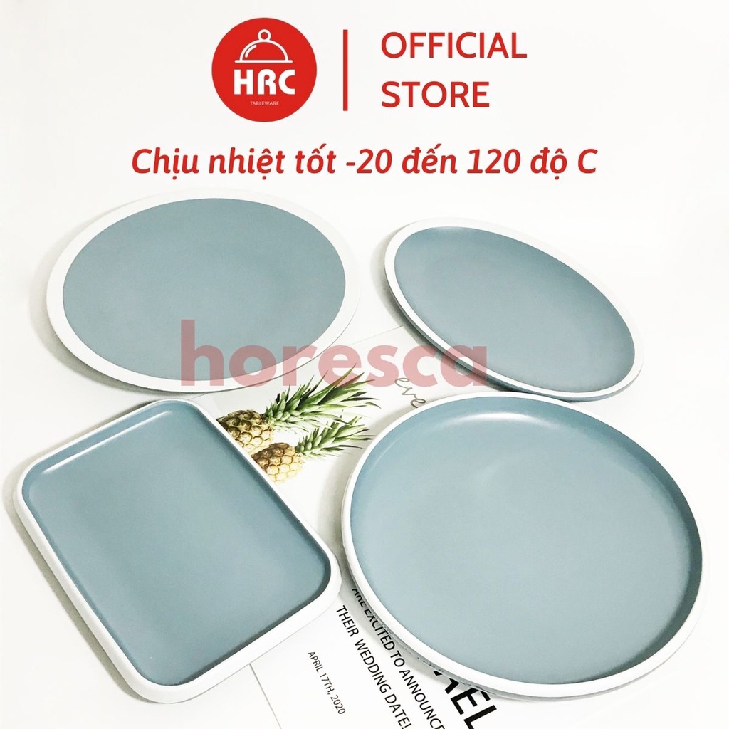 Bộ Tô Đĩa Nhựa Phíp Melamine Giả Gốm Sứ Màu Xanh Dương [SANG TRỌNG] Kiểu Dáng Độc Đáo Phong Cách Châu Âu