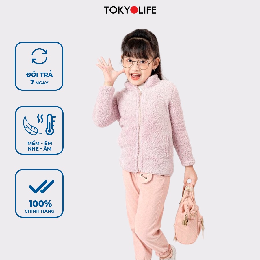 Áo Khoác Lông Cừu Nhân Tạo Cao Cấp, Siêu Ấm Trẻ em dài tay TOKYOLIFE J2/I3FLJ503H ( Hồng nude)