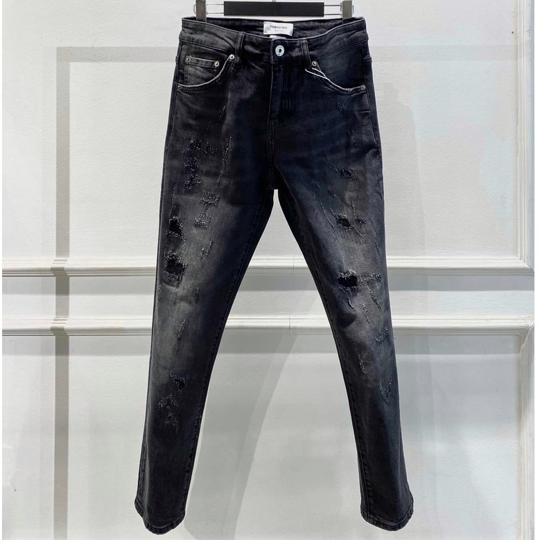 Quần Jean Thombrowne siêu cấp check gấu rách mài vá wash MLN size 28-34