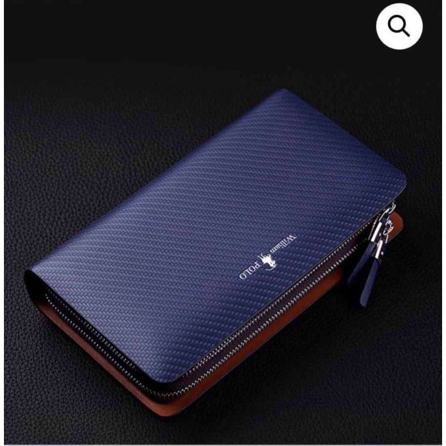 Ví nam cầm tay cao cấp William Polo 170 Clutch 2 khoá da bò -Bảo hành 12 tháng