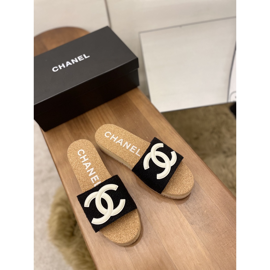 Dép quai ngang nữ thời trang cao cấp 𝘾𝙝𝙖𝙣𝙚𝙡 𝘾𝙝𝙖𝙣n𝙚𝙡 CN phong cách trẻ trung, cá tính