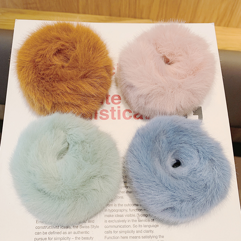 Korean Plush Candy Color Hair Tie Pop Circle Sweet Girl Easy Hairband for Women Fashion Accessories