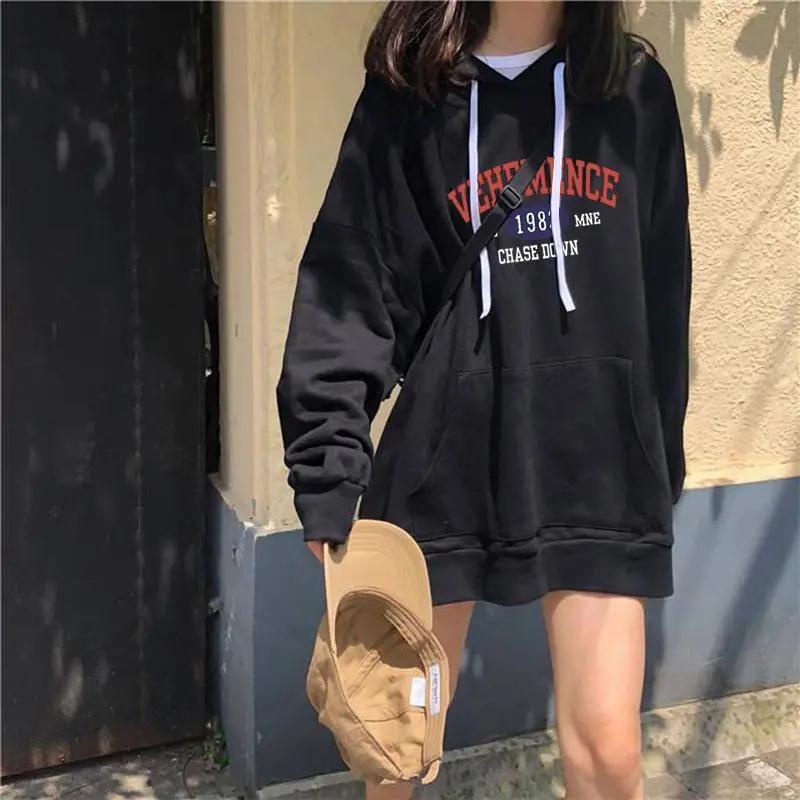 Mới Áo Hoodie Form Rộng Phong Cách Hàn Quốc Cho Nữ