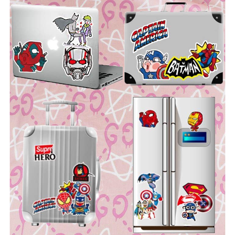 Sticker Avenger Bộ 50 Miếng Hoạt Hình Siêu Cute Chống Nước Dán Mũ Bảo Hiểm, Điện Thoại, Laptop