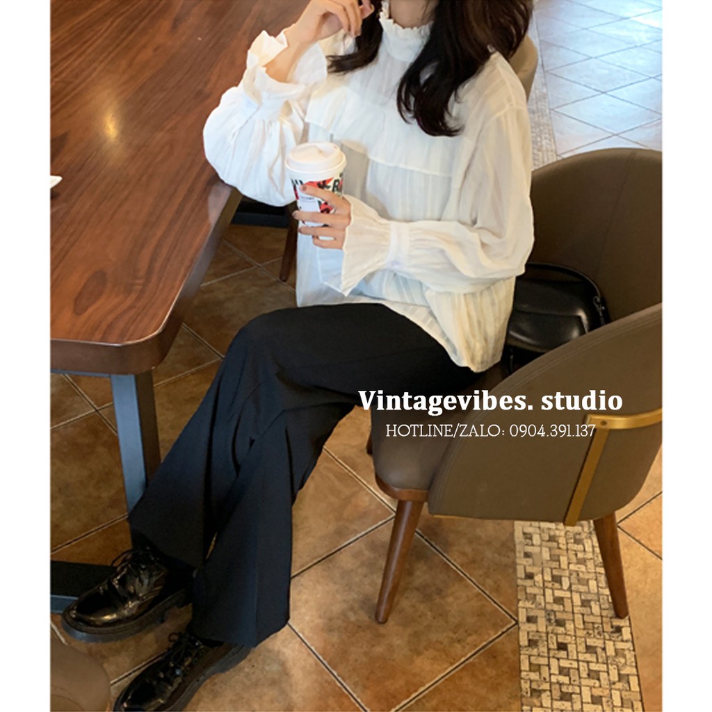 Áo babydoll tay bèo cổ kiểu tiểu thư Ulzzang (hàng QC) - Ảnh thật