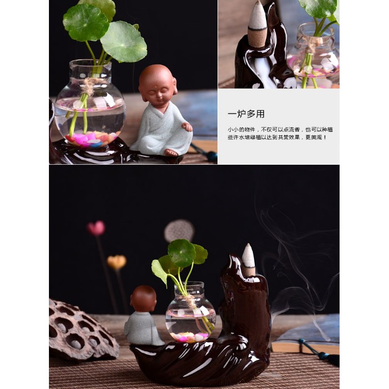 Thác Khói Trầm Hương [Kèm Video] - Sư Tiểu Bên Thác m70 (xanh -  tặng 5 nụ trầm Việt tự nhiên)