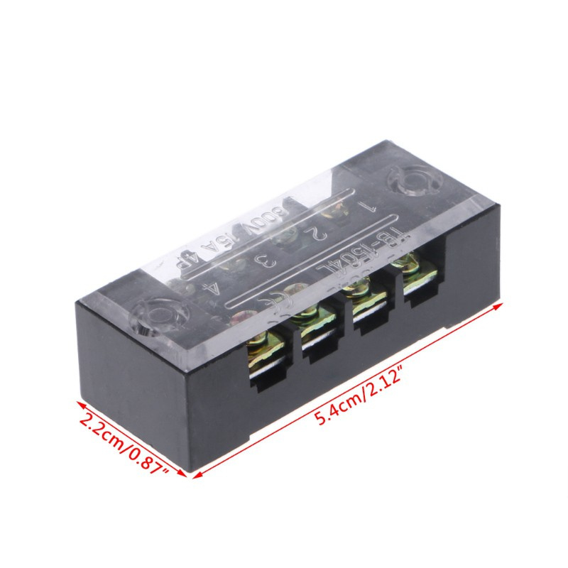 Khối Đầu Cuối Hai Hàng 4 Vị Trí Ốc Vặn Có Nắp Đậy 600v 15a