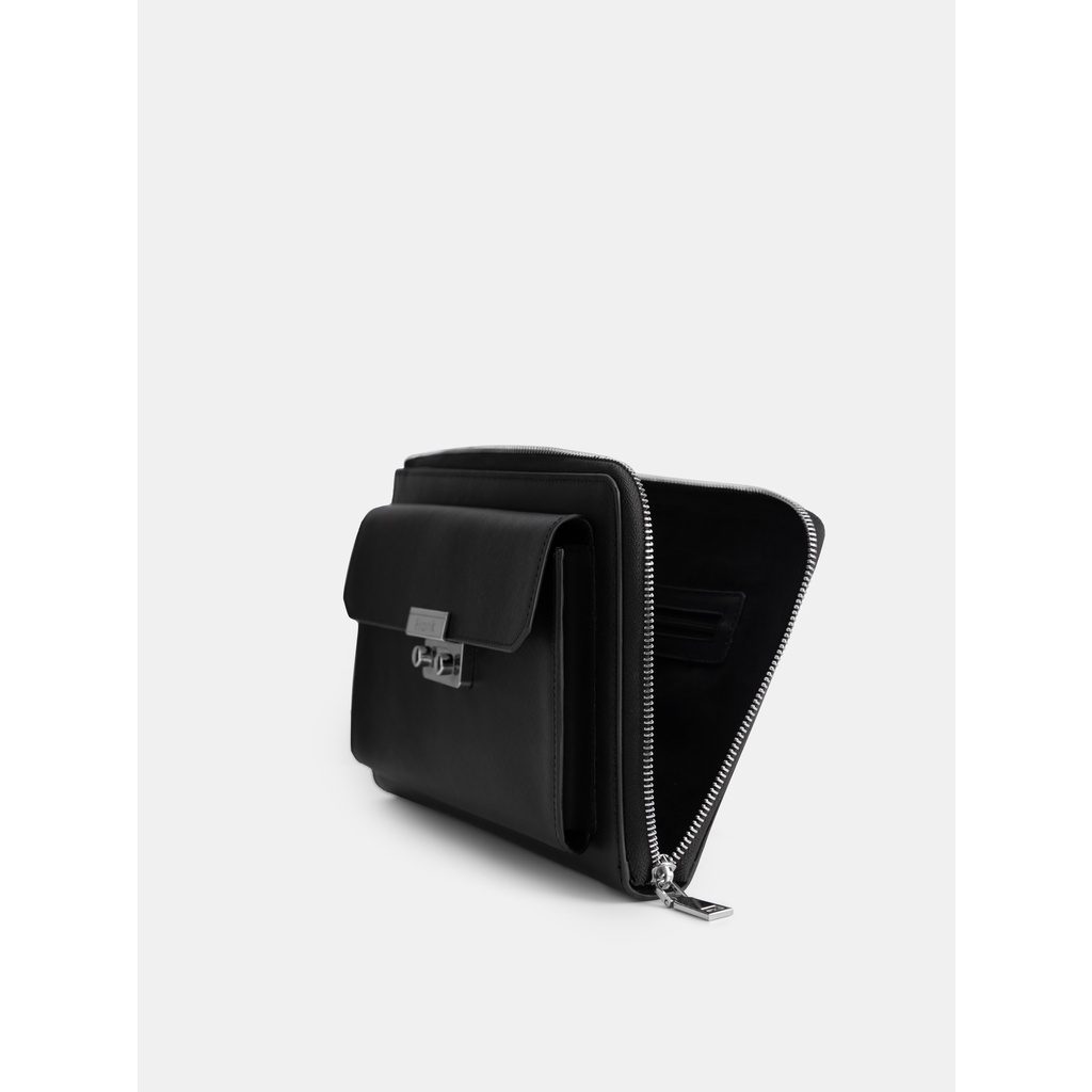 Túi Clutch Cầm Tay Nam Da Bò Saffiano Cao Cấp FRANK Philippe Pouch Clutch Nhiều Ngăn Sang Trọng Tiện Dụng