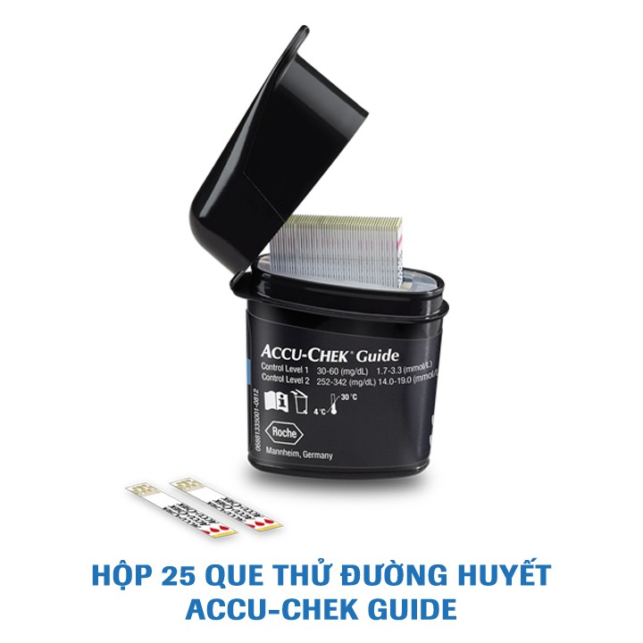 COMBO STARTER-Hệ thống máy đo đường huyết Accu-Chek Guide mg/dL. Kèm Dụng cụ lấy máu Fastclix, trụ 6 kim, hộp 25 que