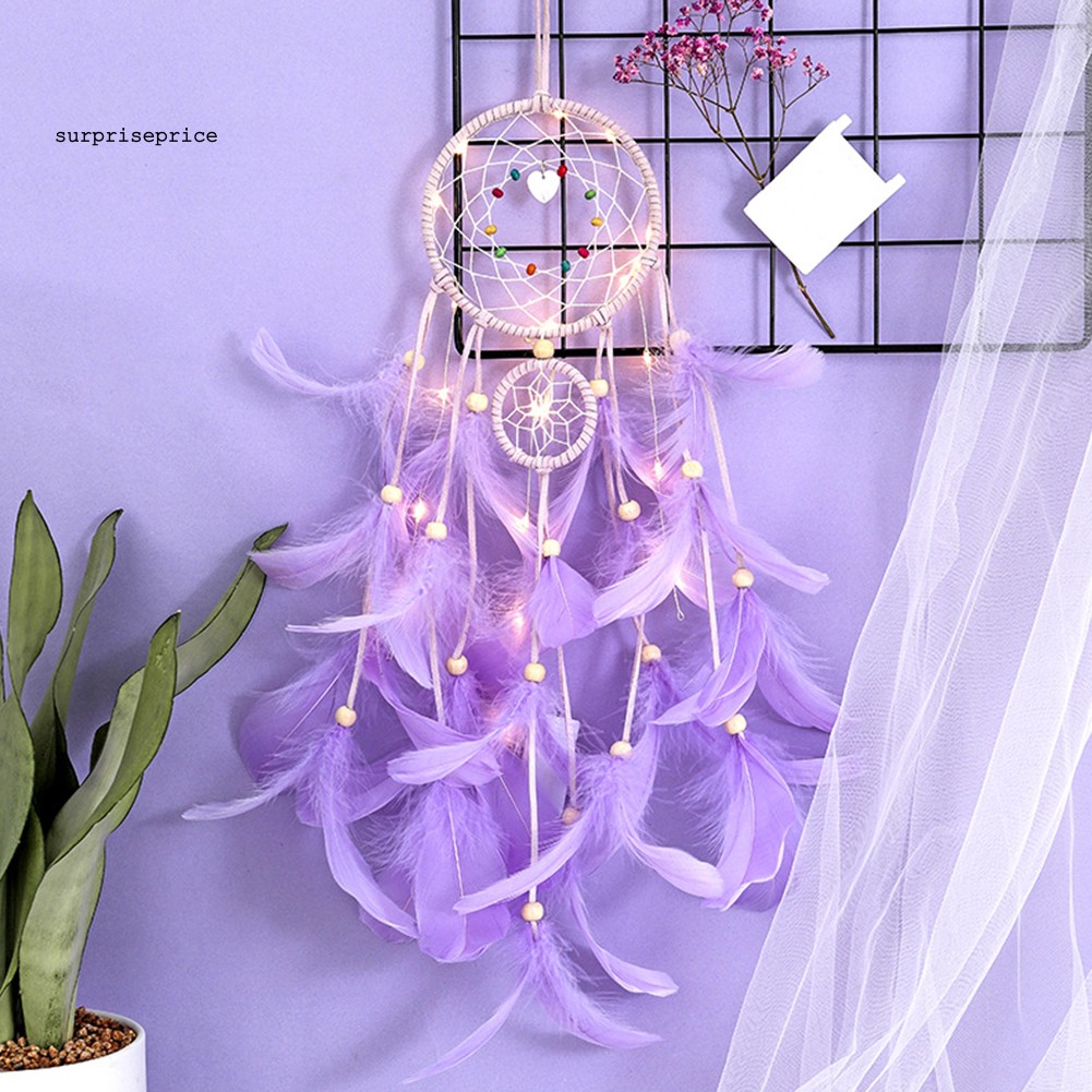 Dream Catcher có đèn LED/ không có đèn LED treo trang trí phòng ngủ