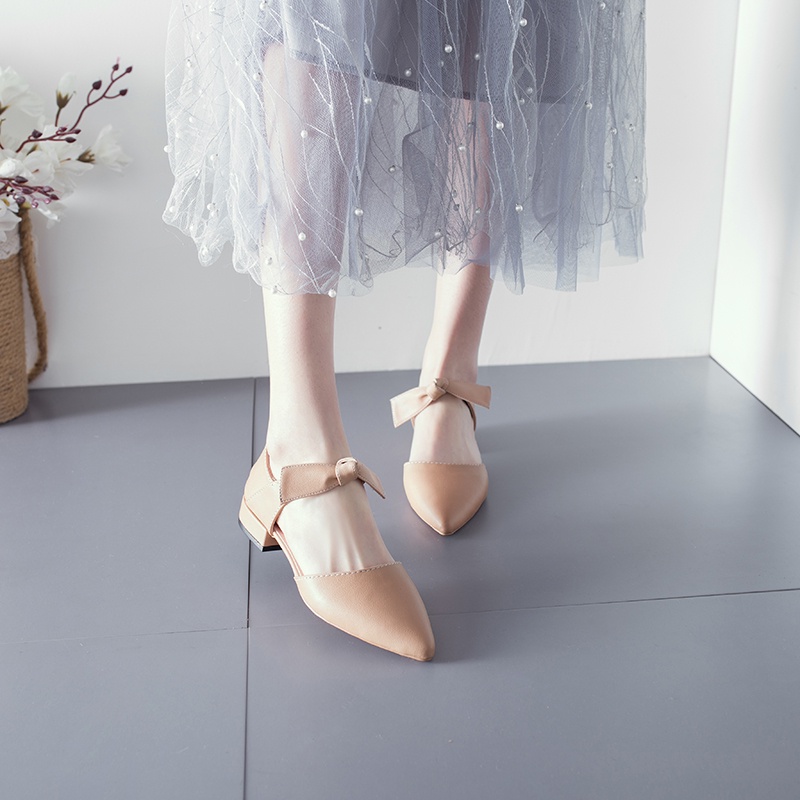 Giày Búp Bê Mũi Nhọn Đính Nơ Phong Cách Hàn Quốc Cho Nữ