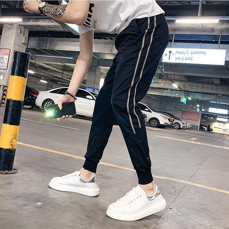 Quần dài thể thao bó cổ chân co giãn màu đen thời trang thu đông cho nam