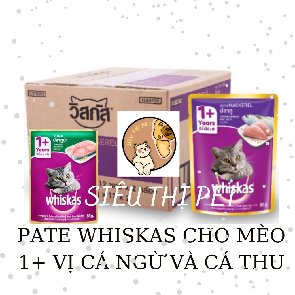 [Mã PET50K giảm Giảm 10% - Tối đa 50K đơn từ 250K] Pate Whiskas cho mèo 1+ Thùng 24 gói Giá sỉ tốt nhất thị trường