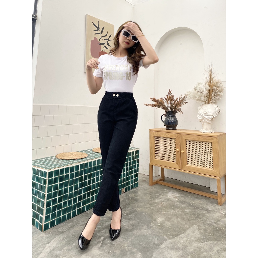Quần Jeans co giãn 4 chiều-lưng chun-cạp cao-giấu bụng-dáng BAGGY-N192
