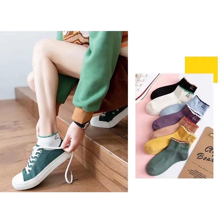 Tất Vớ Nữ Cổ Ngắn Cao Cấp Phong Cách Hàn Quốc Basic Nhiều Màu, Chất Cotton Thấm Hút Mồ Hôi Phối Đồ Cực Chất STA06