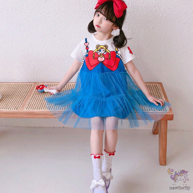 Đầm In Hoạt Hình Cho Bé Gái