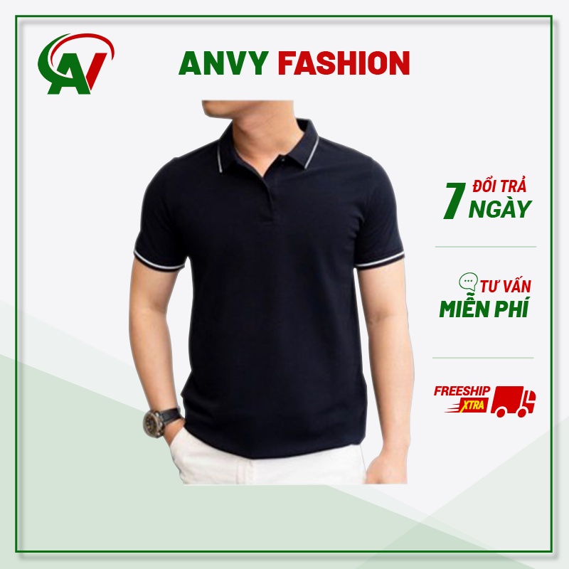 Áo polo nam, áo thun nam có cổ bẻ tay ngắn phối viền chỉ trắng, chất vải cá sấu cotton CAO CẤP, dáng đẹp sang trọng