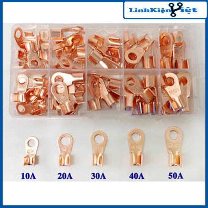 Cos dây điện đồng đỏ OT 5A-10A-20A-25A-30A-50A-100A, cốt bấm nối dây điện bình ắc quy