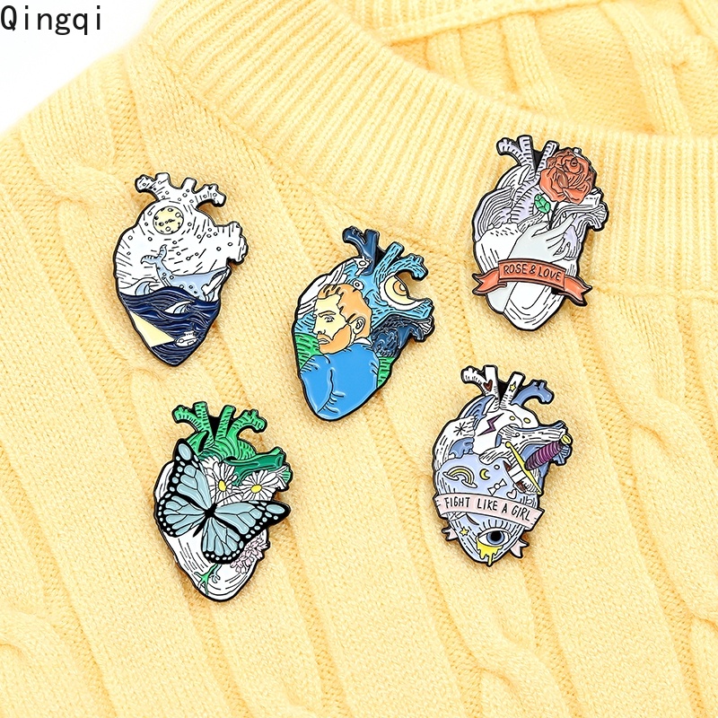 Ghim Cài Áo Miss Zoe Tráng Men Họa Tiết Tranh Van Gogh Hình Hoa Hồng Sóng Biển Hoạt Hình Vui Nhộn Thích Hợp Làm Quà Tặng Cho Bạn Bè