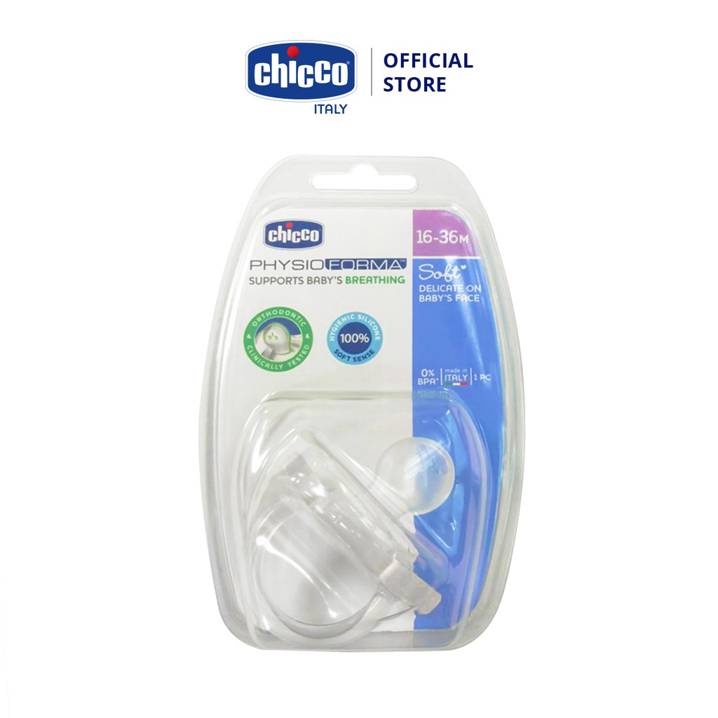 Ty ngậm silicon Chicco Physio Soft trắng 16M+