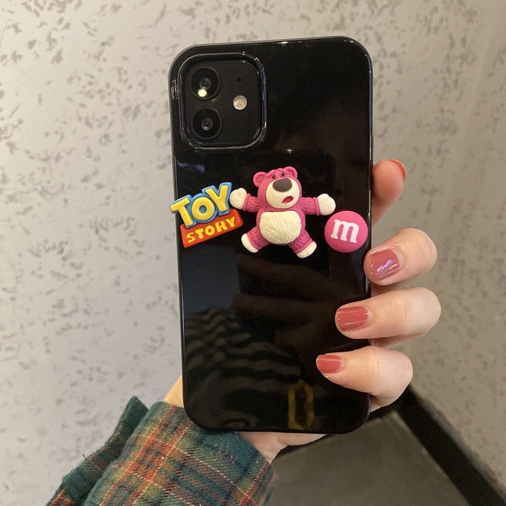 Ốp Điện Thoại silicone Mềm Bóng Hình Gấu/Dâu Tây Cho Apple 13 iPhone12/11pro max x/xs 7/8plus