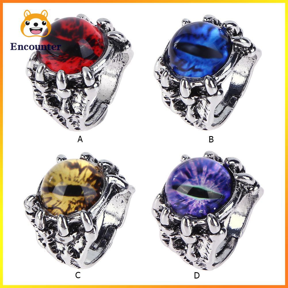 Punk Rock Women Men Skull Claw Evil Eye Rings Open Adjustable Knuckle Rings ○encounter○