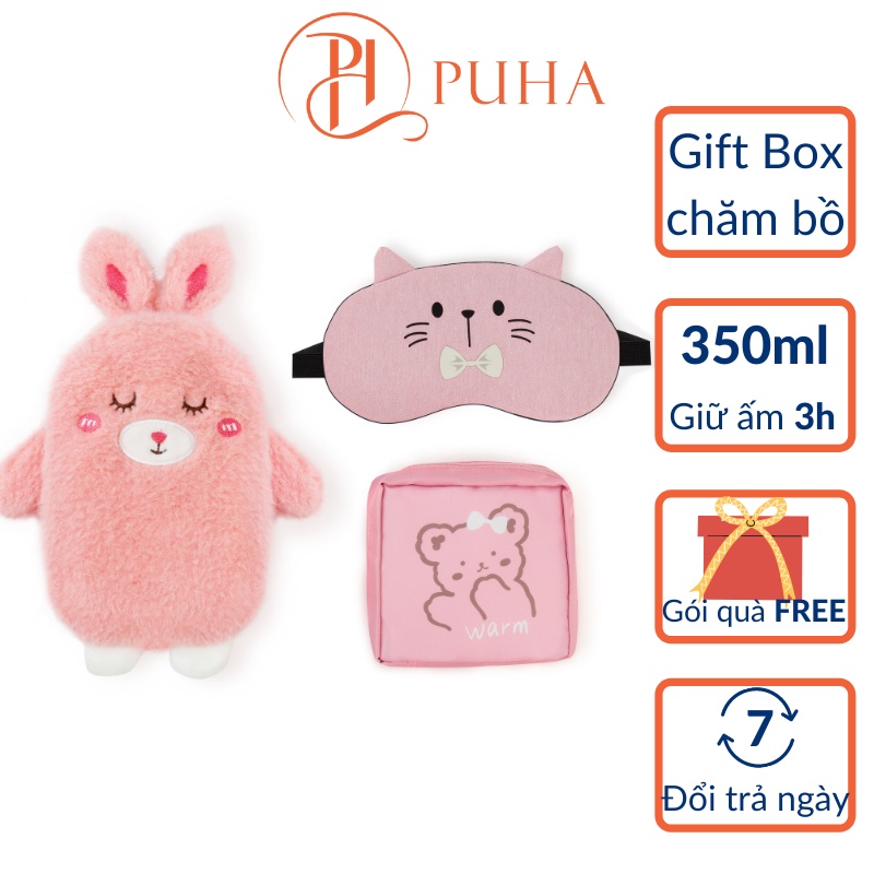 Túi chườm nóng đau bụng kinh Puha 350ml phiên bản giftbox chăm bạn gái quà tặng sinh nhật