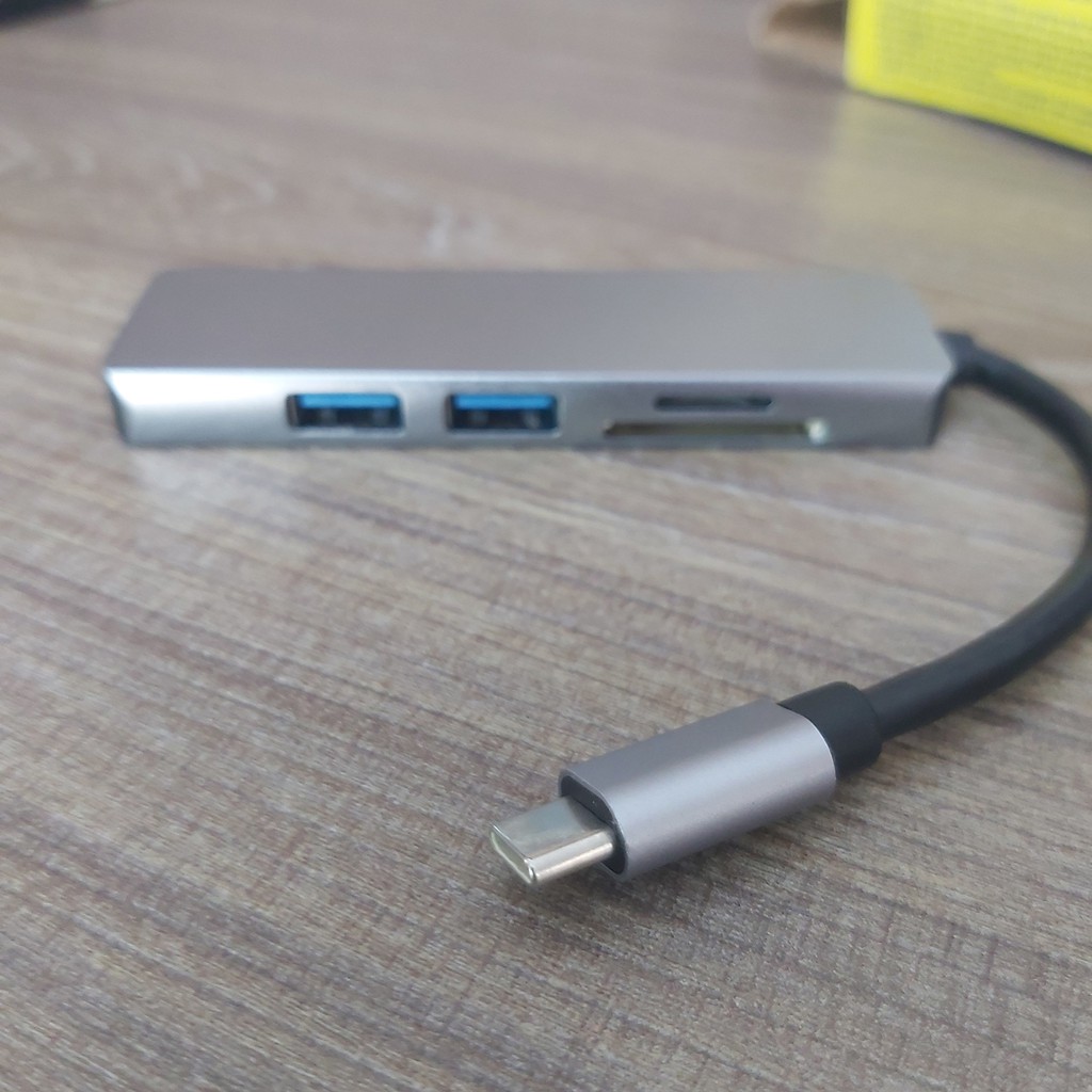 Bộ chia hub usb type-c ra 5 cổng HDMI, USB, TF, SD 10511