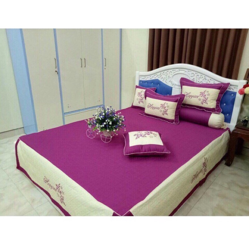 Bộ ga gối cotong satin gồm 1vỏ ga 2 vỏ gối đầu che phủ 3thành gường