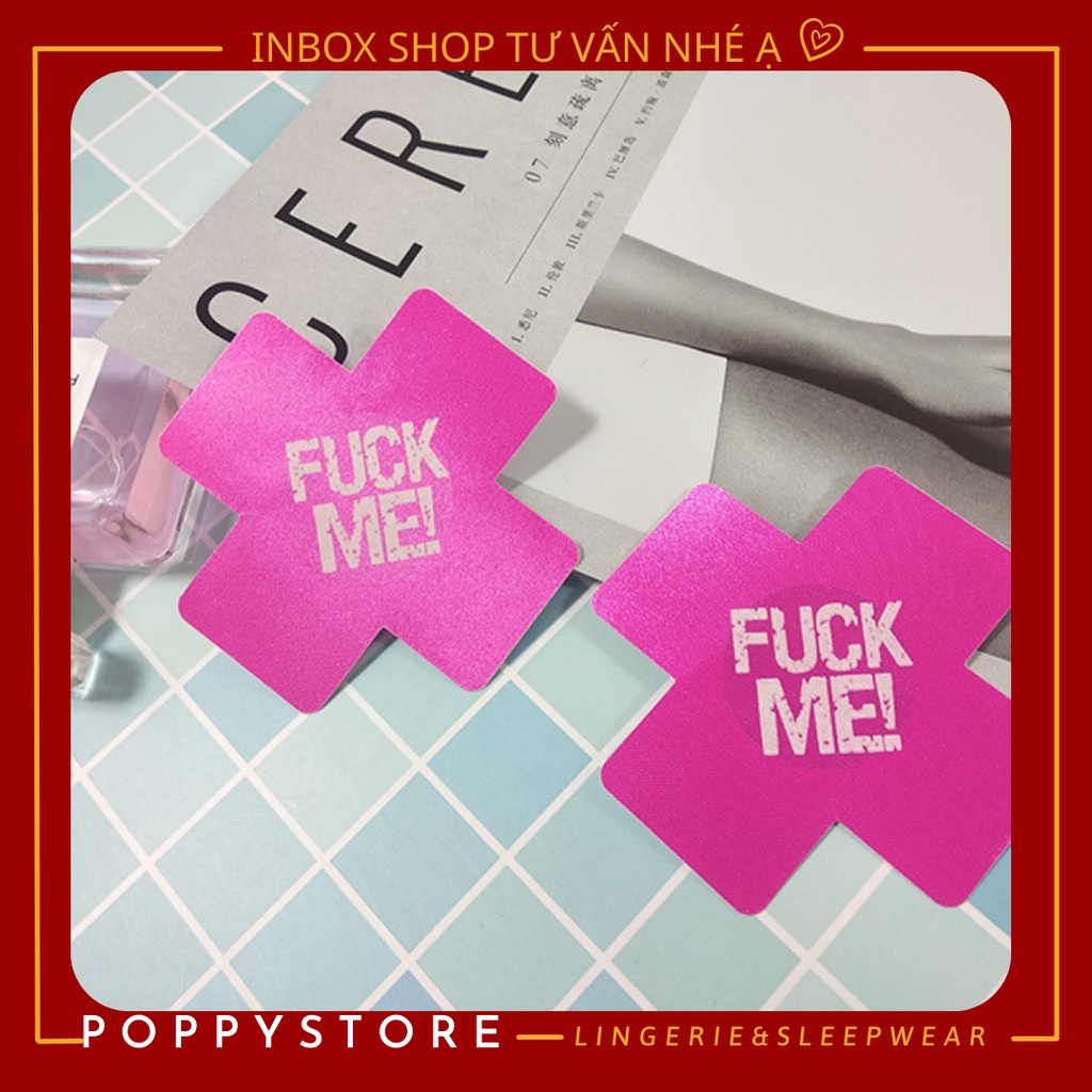 Miếng dán ngực in chữ F*ck Me hoặc Kiss Me (1 cặp) - Hình Chữ X - Chống Chảy Xệ Phong Cách Âu Mỹ Chất Lượng Cao