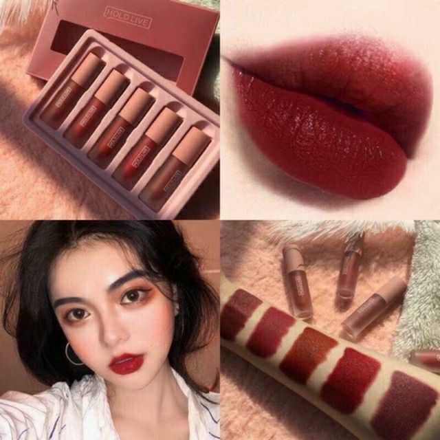 Sét 5 son kem nhung holdlive light matte lip glaze suit