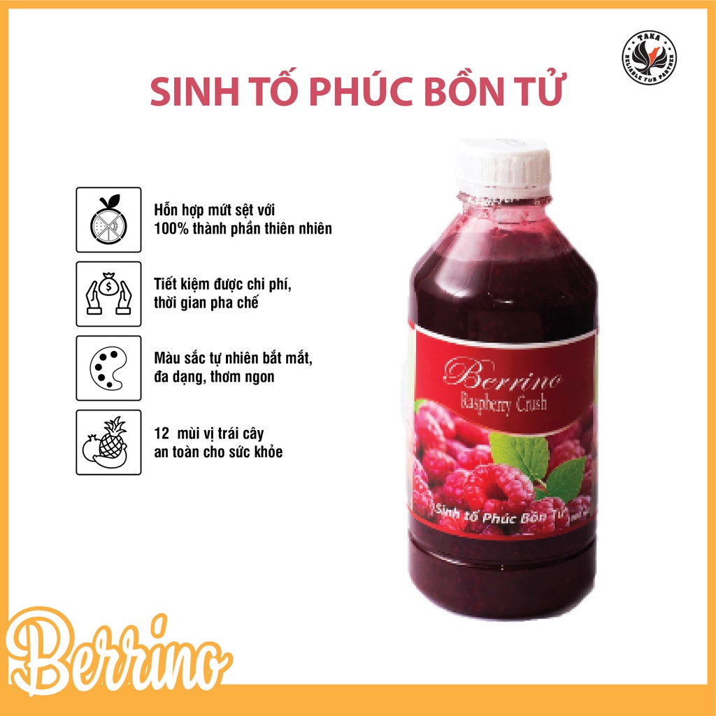 Sinh tố phúc bồn tử Berrino chai 1 lít. Hàng Công ty có sẵn giao ngay