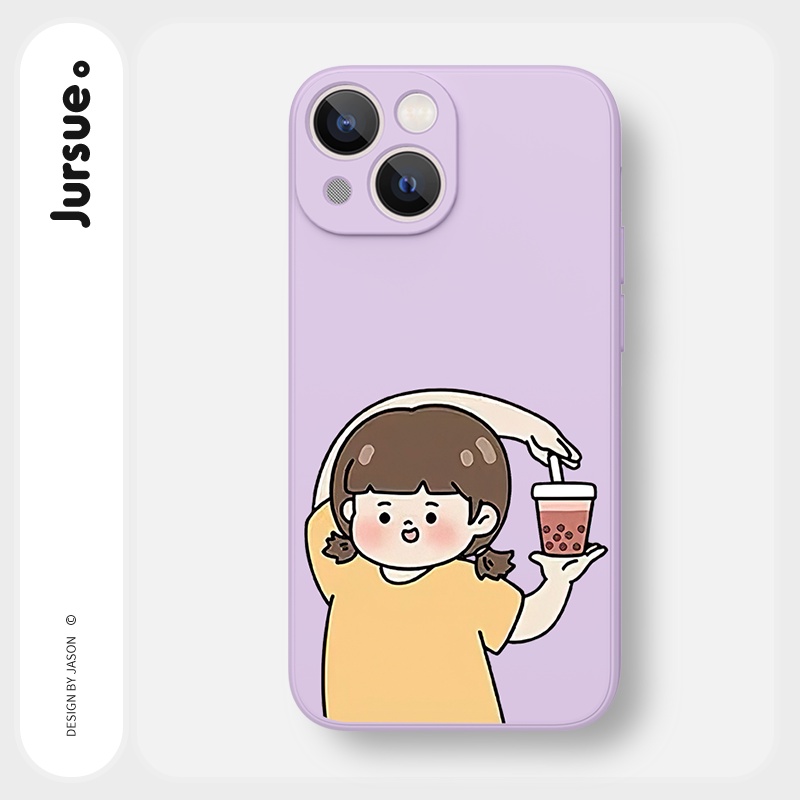 Ốp lưng JURSUE hoạt hình cặp đôi dễ thương đẹp Cho iPhone 14 13 12 11 Pro Max SE 2020 X XR XS 8 7 ip 6S 6 Plus kute Y2168