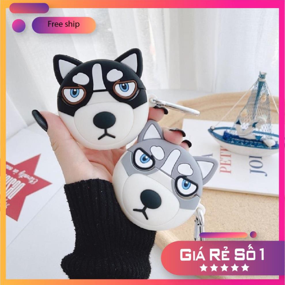 Airpods Case ⚡Freeship ⚡ VỎ BỌC AIRPODS COOL HUSKY Case Tai Nghe Không Dây Airpods 1/ 2/ i12/ Pro