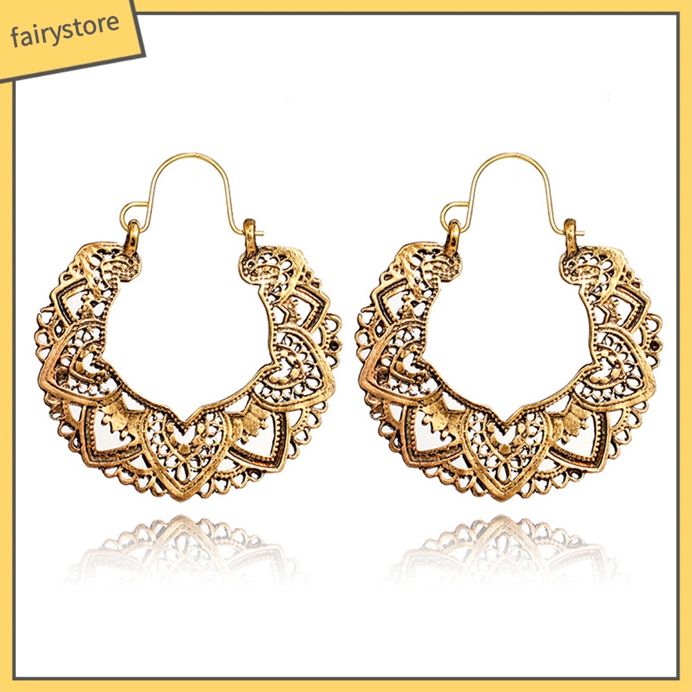 Hoa tai thiết kế hình trái tim cánh hoa phong cách vintage cho nữ