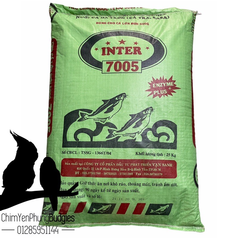 1KG | Cám cá INTER 7005 viên 10 li dùng để câu cá (cá tra,chép,trê,rô phi,mè), thức ăn cá.