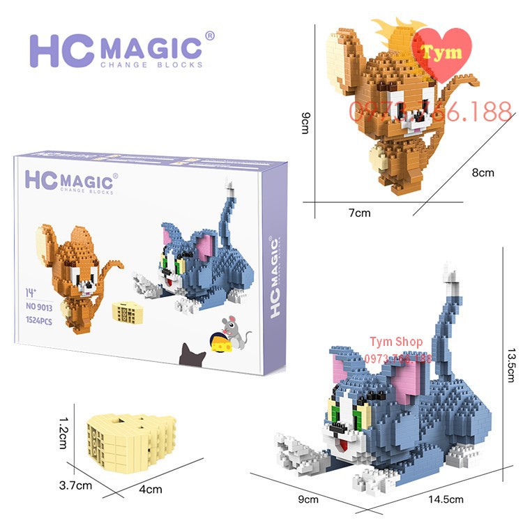 Đồ chơi xếp hình tom and jerry Tom và jerry lắp ráp Le go nanoblock cho bé Mẫu HC MAGIC 9013