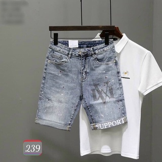 Quần Short Dùi Jeans Nam Rin Chất Bò Cao Cấp Đen Rách Co Giãn Basic P94