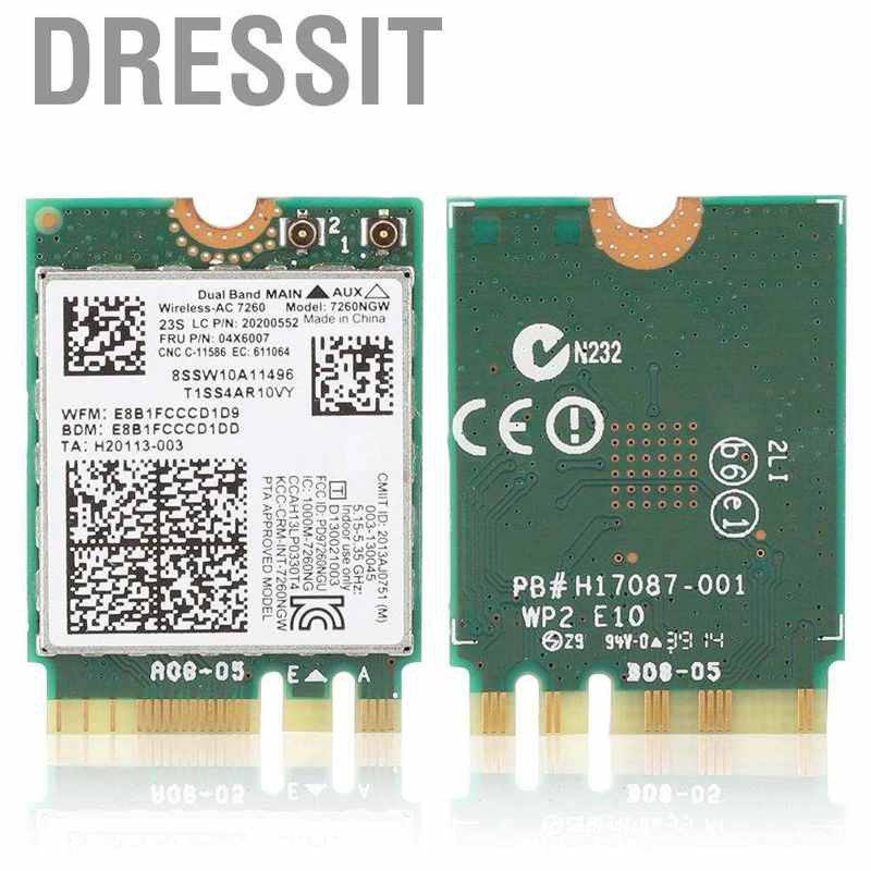 Dressit Dual Band 867Mbps WiFi Wireless Card For Intel 7260AC NGFF/M2 2.4G/5Ghz 802.11ac