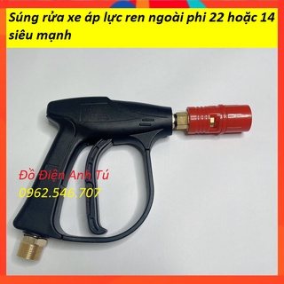 Súng rửa xe áp lực cao Ren 14mm,22mm Kèm Béc Xịt Lõi Sứ - Lắp máy xịt rửa xe áp lực gia đình, vòi xịt