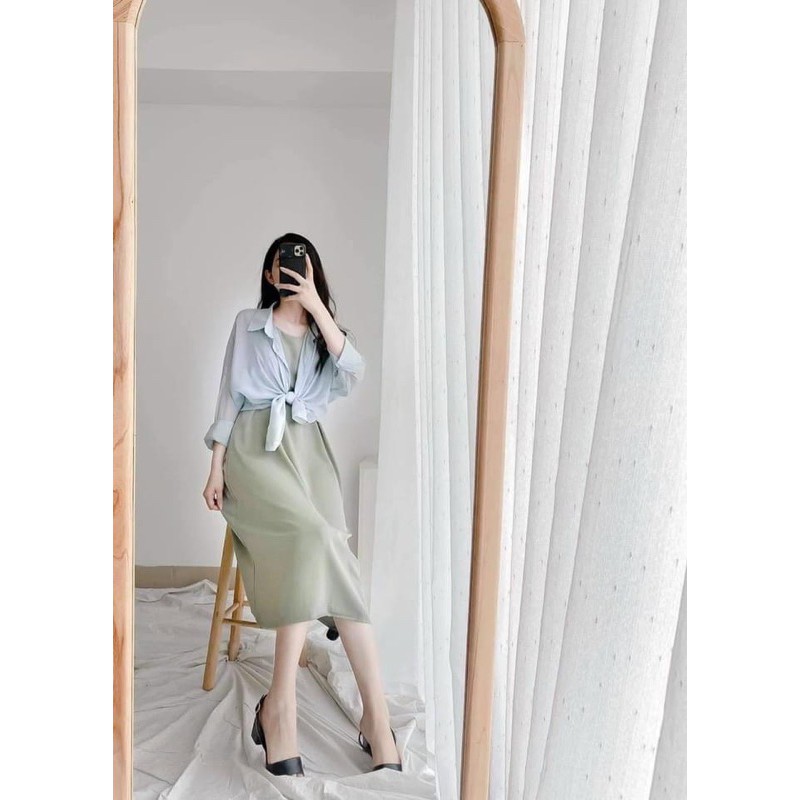 Áo sơ mi voan giấy nhiều màu Vintage