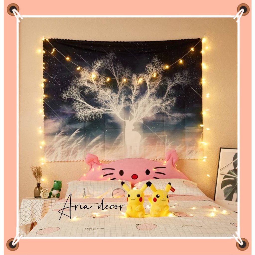 (Tặng Đinh Ghim Tường) Thảm Treo Tường Decor Phòng 150x130, tranh vải treo tường trang trí phòng ngủ dễ thương