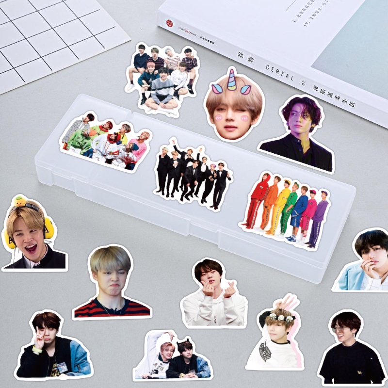 Set 50 Miếng Dán BTS Chống Nước Trang Trí Chai Nước / Laptop / Tạp Chí Ốp