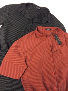 Jumpsuit sọc trễ vai