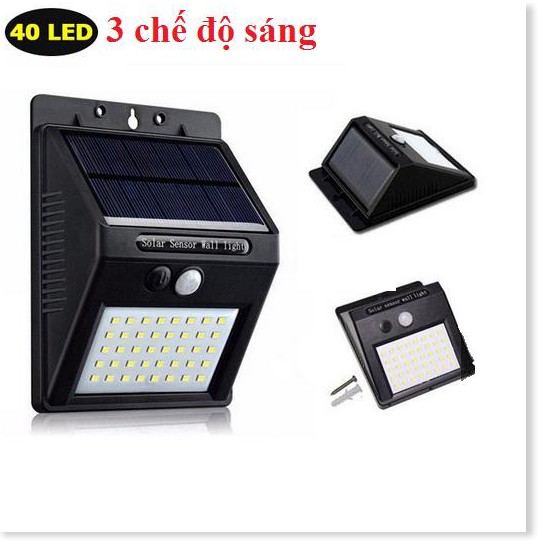 Đèn cảm biến hồng ngoại dùng năng lượng mặt trời Solar 20LED siêu sáng (Đen), Đèn năng lượng mặt trời CẢM BIẾN