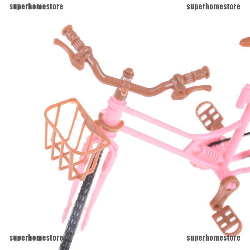 Xe Đạp Màu Hồng Có Giỏ Trang Trí Nhà Búp Bê