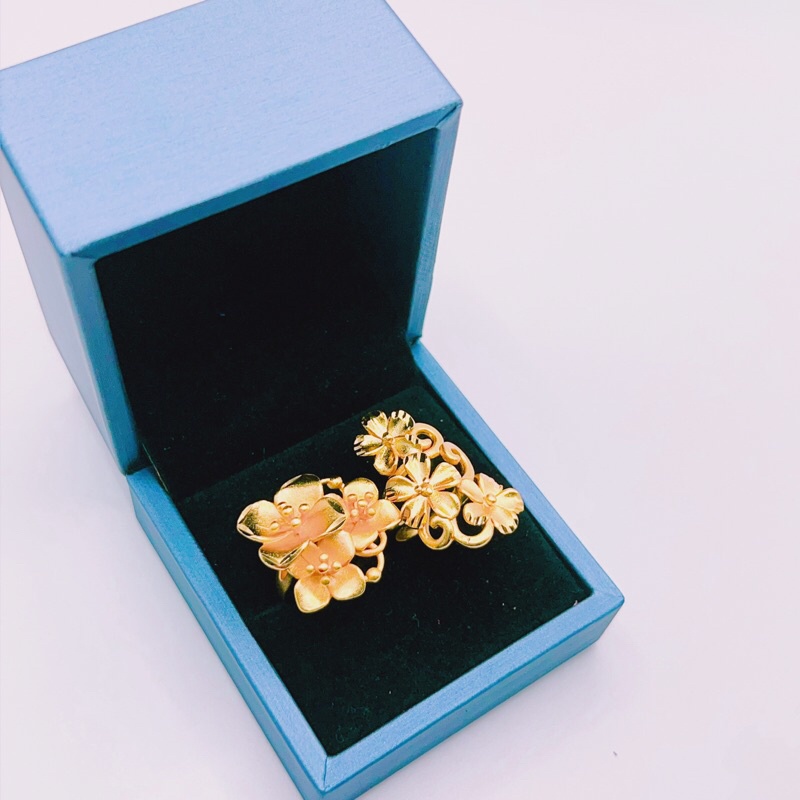 Nhẫn hoa mai mạ vàng 24k siêu bền có khắc ký hiệu