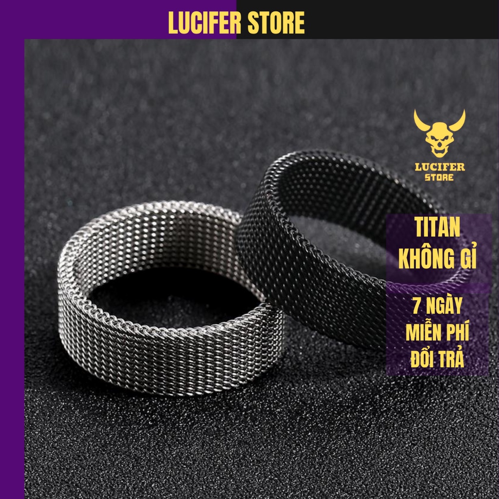 Nhẫn Nam Bạc Đính Đá Đẹp Cá Tính Unisex HipHop Basic Ngầu Trơn Nam Elas Ring Lucifer Store Nhẫn Titan Không Gỉ Elas Ring