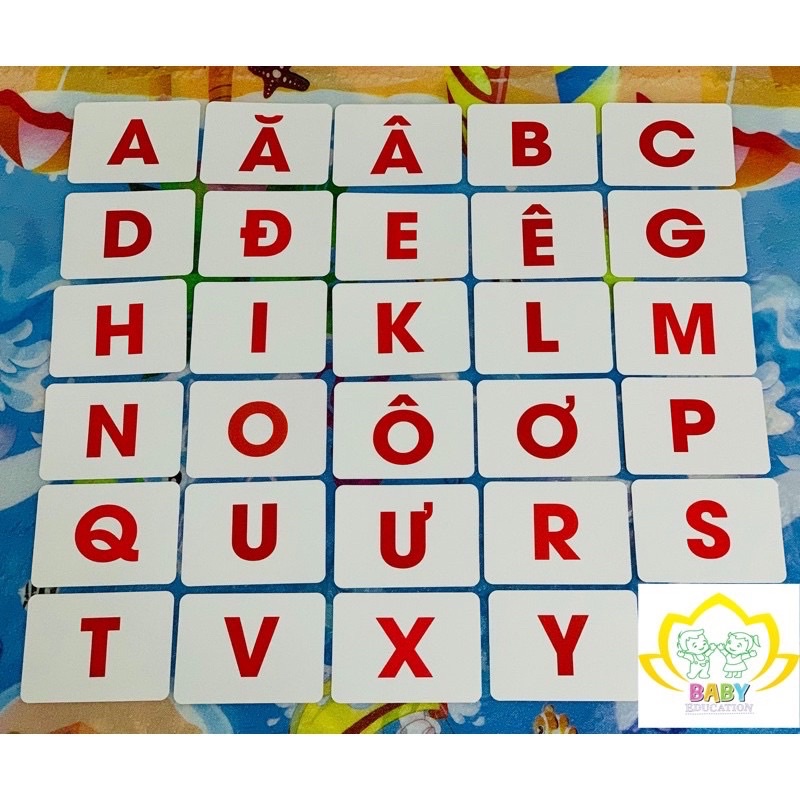 Bảng Chữ Cái Tiếng Việt + Tiếng Anh gồm 33 thẻ (66 chữ)