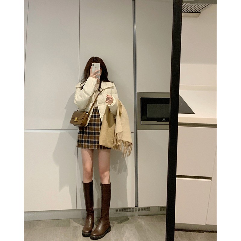 Áo Khoác Phao Mỏng Giả Lông Vịt Trắng Phong Cách Retro | BigBuy360 - bigbuy360.vn